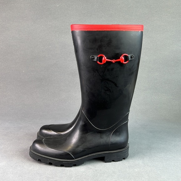 Gucci horsebit black and red rain boots. Size 37. - Picture 3 of 13